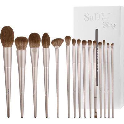 Sadm Shiny Makeup Brush Set (15 Pieces) - Includes Foundation, Powder, Concealers, Highlig Sadm Shiny Makeup Brush Set (15 Pieces) - Includes Foundation, Powder, Concealers, Highlig