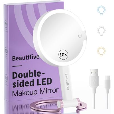 Beautifive 10x/1x Lighted Makeup Mirror, Magnifying Vanity Mirror With Stepless Dimming & Beautifive 10x/1x Lighted Makeup Mirror, Magnifying Vanity Mirror With Stepless Dimming &