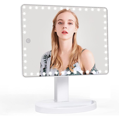 Fascinate Large Lighted Makeup Vanity Mirror With 45 Led Lights, Rechargeable Li Fascinate Large Lighted Makeup Vanity Mirror With 45 Led Lights, Rechargeable Li