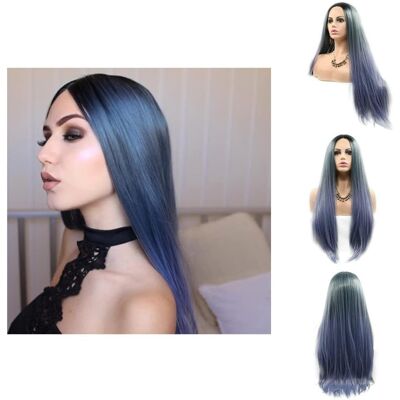 Yiweier Natural Straight Dark Roots To Blue Lace Front Wigs For Women Heat Resistant Sy Yiweier Natural Straight Dark Roots To Blue Lace Front Wigs For Women Heat Resistant Sy