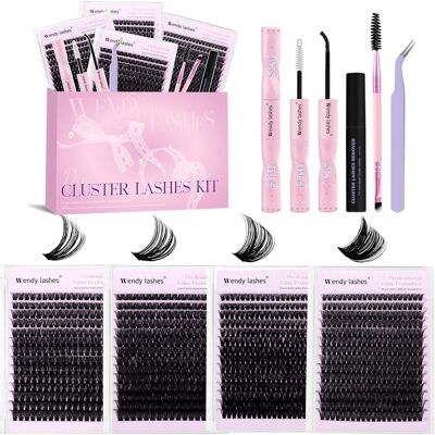 Wendy Lashes 8-Piece Lash Clusters Kit 50d 60d 80d 100d Clusters Lashes D Curl Soft Individu Wendy Lashes 8-Piece Lash Clusters Kit 50d 60d 80d 100d Clusters Lashes D Curl Soft Individu