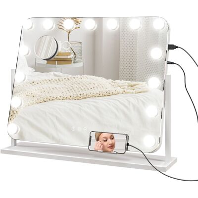 Homcom Hollywood Dimmable Lighted Makeup Mirror With Magnifier, Usb Port Homcom Hollywood Dimmable Lighted Makeup Mirror With Magnifier, Usb Port