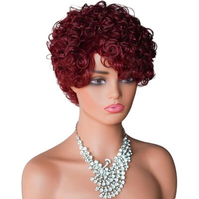 Qiyazai 13x1 99j Short Curly Lace Front Wigs Human Hair Density Pixie Wigs For Women Qiyazai 13x1 99j Short Curly Lace Front Wigs Human Hair Density Pixie Wigs For Women