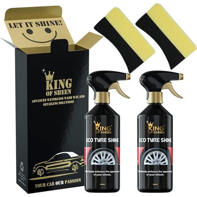 King Of Sheen Eco Tyre Shine Twin Pack, 2 X Tyre Black And 2 X Applicator Spong King Of Sheen Eco Tyre Shine Twin Pack, 2 X Tyre Black And 2 X Applicator Spong