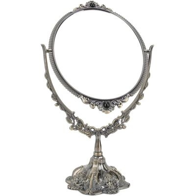 (Bronze Large)Makeup Mirror Europeanstyle Metal Retro Doublesided Mirror Fo Sg (Bronze Large)Makeup Mirror Europeanstyle Metal Retro Doublesided Mirror Fo Sg