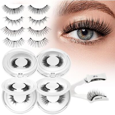 4 Pairs Magnetic-Eyelashes With Applicator, Higu Clace Reusable Magnetic-Lashes 4 Pairs Magnetic-Eyelashes With Applicator, Higu Clace Reusable Magnetic-Lashes