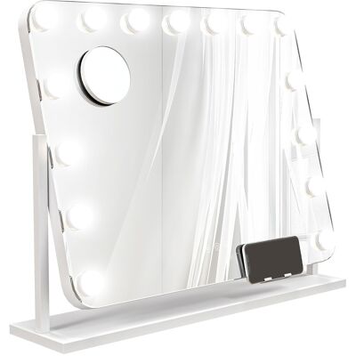 Homcom Hollywood Dimmable Lighted Makeup Mirror With Magnifier, Usb Port Homcom Hollywood Dimmable Lighted Makeup Mirror With Magnifier, Usb Port