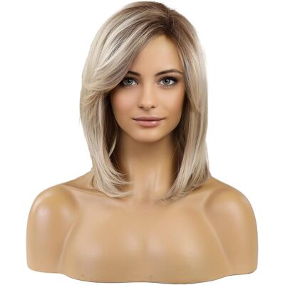 Haircube Blonde Wigs For Women Bob Shoulder Length Layered Synthetic Dark Roots Haircube Blonde Wigs For Women Bob Shoulder Length Layered Synthetic Dark Roots