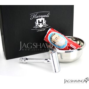 Haryali London Mens Shaving Kit Silver Double Edged Safety Razor With Shaving Soap And Bowl Set Haryali London Mens Shaving Kit Silver Double Edged Safety Razor With Shaving Soap And Bowl Set