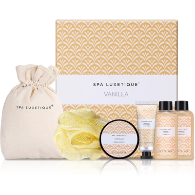 Branded Spa Gift Set, 6pcs Vanilla Bath Gifts For Women, Travel Gift Box With Hand Cream Branded Spa Gift Set, 6pcs Vanilla Bath Gifts For Women, Travel Gift Box With Hand Cream