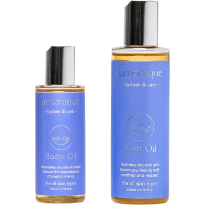 Amonique Hydrate & Care Duo Hydrate & Care Body Oil 100ml & Bath Oil 200ml Amonique Hydrate & Care Duo Hydrate & Care Body Oil 100ml & Bath Oil 200ml