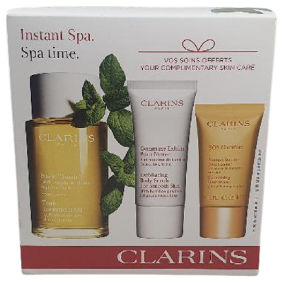 Clarins Instant Spa. Spa Time Tonic, Body Scrub, Balm Mask Clarins Instant Spa. Spa Time Tonic, Body Scrub, Balm Mask
