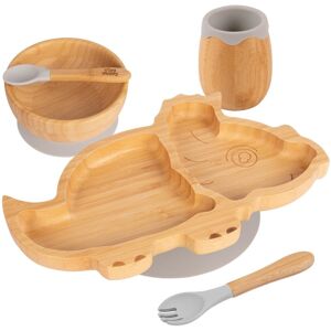 5pc Tiny Dining Grey Bamboo Dinosaur Baby Weaning Set Feeding Suction Plate 5pc Tiny Dining Grey Bamboo Dinosaur Baby Weaning Set Feeding Suction Plate