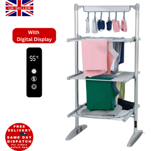 Amos 300 3-Tier Electric Heated Foldable Clothes Airer With Cover Dryer Amos 300 3-Tier Electric Heated Foldable Clothes Airer With Cover Dryer