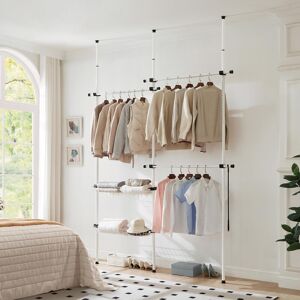 House Of Home Telescopic Wardrobe Organiser Double White Rail Clothes Rack Baskets Storage House Of Home Telescopic Wardrobe Organiser Double White Rail Clothes Rack Baskets Storage