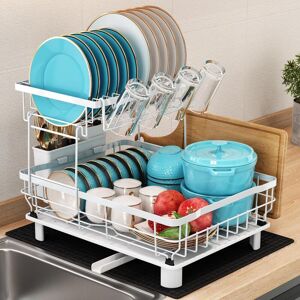 Majalis Dish Drying Rack, 2 Tier Dish Drainer Rack With Drip Tray And Drainer M Majalis Dish Drying Rack, 2 Tier Dish Drainer Rack With Drip Tray And Drainer M