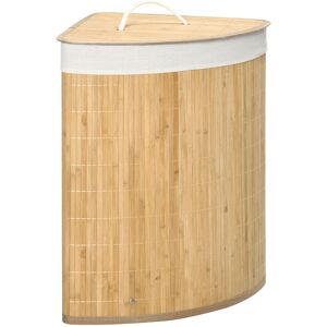 Homcom Beige 55l Bamboo Corner Storage Removable Lining Laundry Hamper Basket Homcom Beige 55l Bamboo Corner Storage Removable Lining Laundry Hamper Basket
