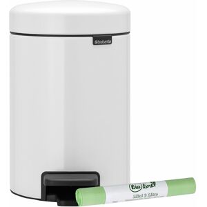 Brabantia Newicon 3l Pedal Bin – 3 Litre – White & 1 Roll X 3l Compostable Bags Brabantia Newicon 3l Pedal Bin – 3 Litre – White & 1 Roll X 3l Compostable Bags