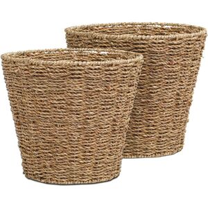 Arpan Set Of 2 Seagrass Round Waste Paper Bin/basket/storage - Ideal For Home, O Arpan Set Of 2 Seagrass Round Waste Paper Bin/basket/storage - Ideal For Home, O