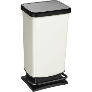 Paso Trash Can 40l With Lid And Pedal, Rotho Plastic Waste Bin, White Metallic Paso Trash Can 40l With Lid And Pedal, Rotho Plastic Waste Bin, White Metallic