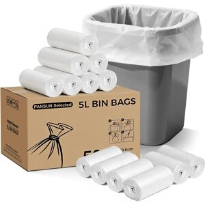 Pansun Selected Small Bin Bags 5l, 500 Pack Pedal Bin Liners, Clear White Plastic Bin Bags,42cm Pansun Selected Small Bin Bags 5l, 500 Pack Pedal Bin Liners, Clear White Plastic Bin Bags,42cm