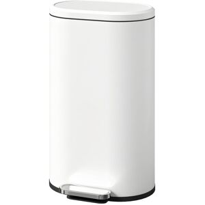 Homcom Slim Rectangular Pedal Bin With Soft-Close Lid, 30l Kitchen Bin Cream Homcom Slim Rectangular Pedal Bin With Soft-Close Lid, 30l Kitchen Bin Cream