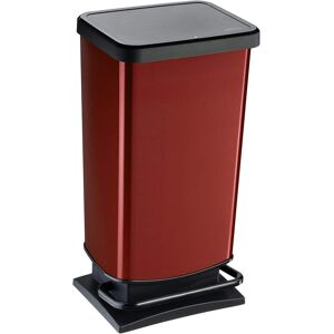 Paso Trash Can 40l With Lid And Pedal, Rotho Plastic Waste Bin, Red Metallic Paso Trash Can 40l With Lid And Pedal, Rotho Plastic Waste Bin, Red Metallic