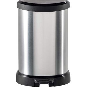 Curver Metal Effect Pedal Touch Slim Deco Kitchen Work Waste Bin 20l - Silver Curver Metal Effect Pedal Touch Slim Deco Kitchen Work Waste Bin 20l - Silver