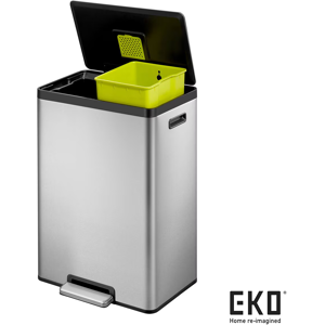 Eko Ecocasa Ii Recycling Bin 20l+20l In Brushed Steel & Black Eko Ecocasa Ii Recycling Bin 20l+20l In Brushed Steel & Black