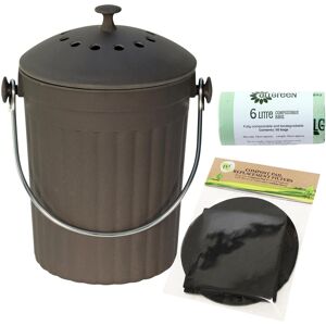 All-Green Slate Grey Bamboo Fibre Compost Caddy/bin, 2 Filters & 50x6l Compostable Bags All-Green Slate Grey Bamboo Fibre Compost Caddy/bin, 2 Filters & 50x6l Compostable Bags