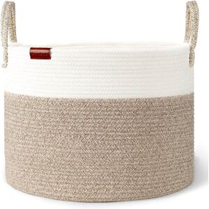 Aoohun Cotton Rope Laundry Basket, Woven Storage Baskets Collapsible Toy Hamper Aoohun Cotton Rope Laundry Basket, Woven Storage Baskets Collapsible Toy Hamper