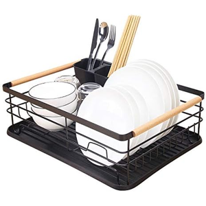 Does Not Apply Metal Dish Rack With Drip Tray, Dish Drainer And Removable Cutlery Holder - Blac Does Not Apply Metal Dish Rack With Drip Tray, Dish Drainer And Removable Cutlery Holder - Blac