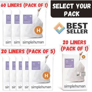 Simplehuman Code H Size H Bin Liners H 30l 35l White Bin Bags Size H 20-60 Pack Simplehuman Code H Size H Bin Liners H 30l 35l White Bin Bags Size H 20-60 Pack