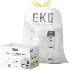 Eko Extra-Strong Drawstring Bin Liners – 60 Unscented Rubbish Bags, 50-90 Litres Eko Extra-Strong Drawstring Bin Liners – 60 Unscented Rubbish Bags, 50-90 Litres