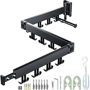 Plainshe Wall Mounted Clothes Drying Rack, Space Saving,Triple Foldable, Retractable Clo Plainshe Wall Mounted Clothes Drying Rack, Space Saving,Triple Foldable, Retractable Clo