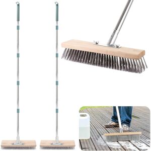 Lolysic 2pcs Stainless Steel Wire Broom, 63 Inch Long Handle Stiff Metal Bristl Lolysic 2pcs Stainless Steel Wire Broom, 63 Inch Long Handle Stiff Metal Bristl