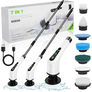 Branded Electric Spin Scrubber, Cordless shower Cleaner With 7 Replacement Brushes, 400 Branded Electric Spin Scrubber, Cordless shower Cleaner With 7 Replacement Brushes, 400