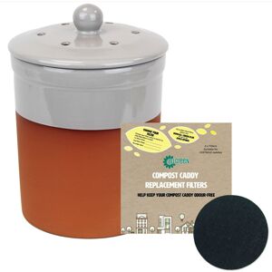 All-Green Chetnole Terracotta Compost Caddy –pale Grey -Food Waste Recycling &1 Filterpack All-Green Chetnole Terracotta Compost Caddy –pale Grey -Food Waste Recycling &1 Filterpack