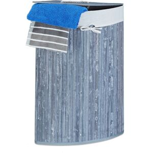 Relaxdays Set Folding Corner Hamper Laundry Basket Bin Clothes Container Bamboo Grey Relaxdays Set Folding Corner Hamper Laundry Basket Bin Clothes Container Bamboo Grey