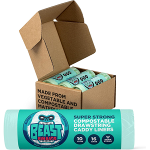 Beast Bin Bags, 6 Rolls Of 16 X 10 Litre Bags (Total 96 Bags) - Certified Food Beast Bin Bags, 6 Rolls Of 16 X 10 Litre Bags (Total 96 Bags) - Certified Food