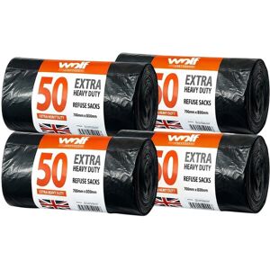 Wolf Heavy Duty Bin Bags (Pack Of 200)One Size Black Tc1056 Wolf Heavy Duty Bin Bags (Pack Of 200)One Size Black Tc1056