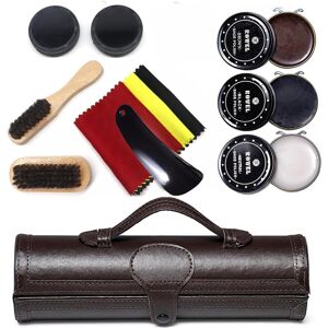 Care+ Shoe Polish Kit Cleaning Shine Care Barrel Set For Brown Black Leather With Brus Care+ Shoe Polish Kit Cleaning Shine Care Barrel Set For Brown Black Leather With Brus