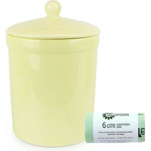 Auntie Morags Portland Ceramic Compost Caddy - Pale Yellow & 50 X 6l Bags (1 Roll) Auntie Morags Portland Ceramic Compost Caddy - Pale Yellow & 50 X 6l Bags (1 Roll)