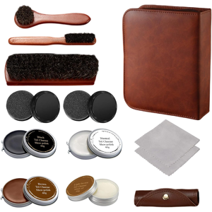 Does Not Apply 13-Piece Shoe Polish & Care Kit, Leather Shoe Shine Set With Mink Oil, Horsehair Does Not Apply 13-Piece Shoe Polish & Care Kit, Leather Shoe Shine Set With Mink Oil, Horsehair