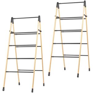 Beldray 4-Tier Extendable Bamboo Airer Set – 2 Foldable Drying Racks, Steel Bars Beldray 4-Tier Extendable Bamboo Airer Set – 2 Foldable Drying Racks, Steel Bars