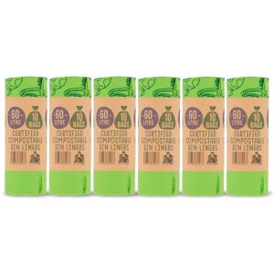 Eco Green Living 60l Compostable Bin Liners Plastic Free Waste 6 Pack 60 Bags Eco Green Living 60l Compostable Bin Liners Plastic Free Waste 6 Pack 60 Bags