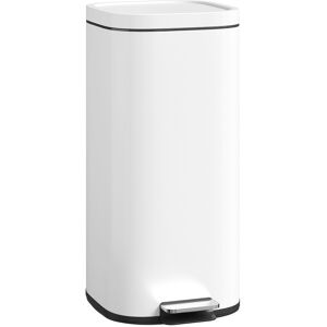 Homcom 30l Kitchen Bin, Pedal Bin With Lid, Removable Inner Bucket, White Homcom 30l Kitchen Bin, Pedal Bin With Lid, Removable Inner Bucket, White