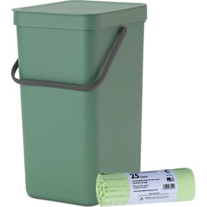 Brabantia Sort & Go Recycling Bin – 16litre & 25x Compostable Bags – Fir Green Brabantia Sort & Go Recycling Bin – 16litre & 25x Compostable Bags – Fir Green