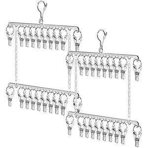 2x(2 Pcs Bilayer Metal Sock Hanger,Stainless Steel Drying Rack Laundry,For4057 2x(2 Pcs Bilayer Metal Sock Hanger,Stainless Steel Drying Rack Laundry,For4057