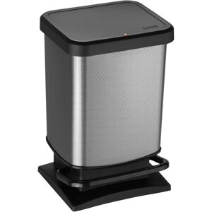 Paso Trash Can 20l With Lid And Pedal, Rotho Plastic Waste Bin, Carbon Metallic Paso Trash Can 20l With Lid And Pedal, Rotho Plastic Waste Bin, Carbon Metallic